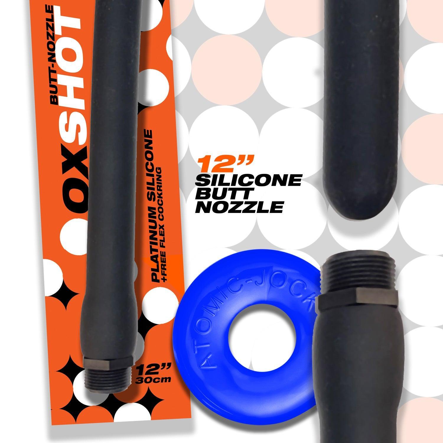 Oxshot - Butt-Nozzle Shower Hose 12 Inch - Black Blue - My Sex Toy Hub