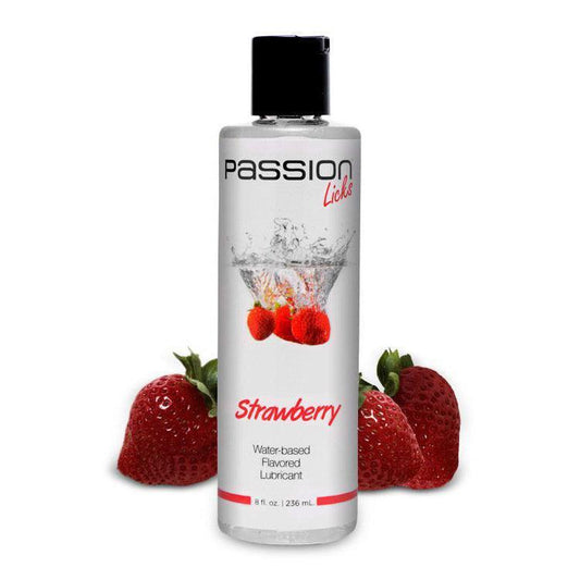 Passion Licks Strawberry Water Based Flavored Lubricant - 8 oz - My Sex Toy Hub