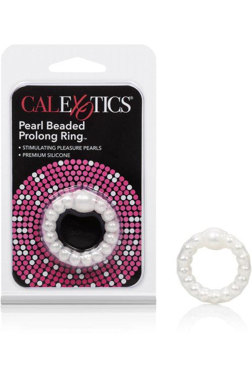 Pearl Beaded Prolong Rings - White - My Sex Toy Hub