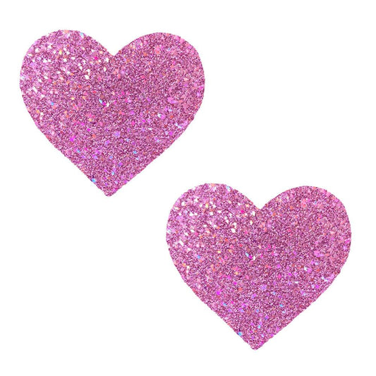 Pegasus Kisses Iridescent Pink Glitter I Heart U Nipztix Pasties - My Sex Toy Hub