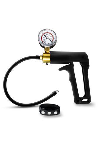 Performance - Gauge Pump Trigger With Silicone Tubing and Silicone Cock Strap - Black - My Sex Toy Hub