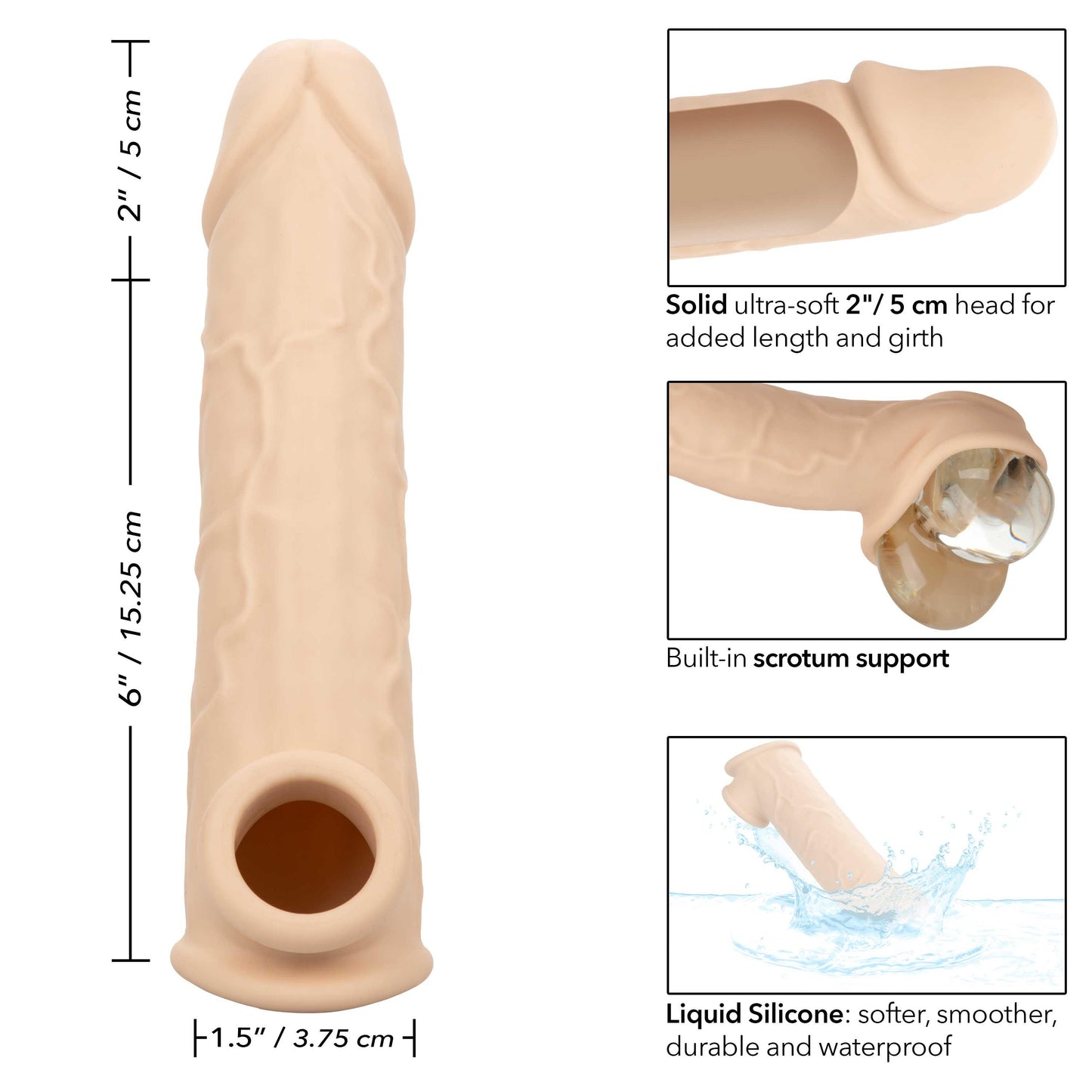 Performance Maxx Life-Like Extension 8 Inch - Ivory - My Sex Toy Hub