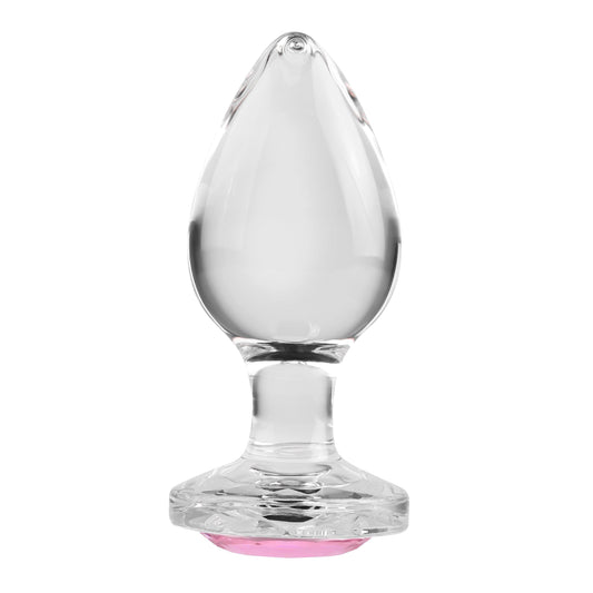 Pink Gem Glass Plug - Large - Pink - My Sex Toy Hub