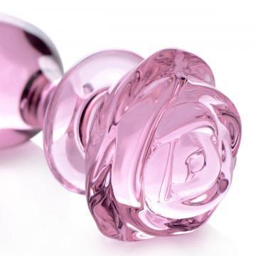 Pink Rose Glass Anal Plug - Large - My Sex Toy Hub