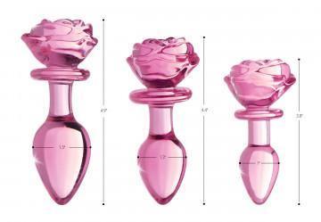Pink Rose Glass Anal Plug - Large - My Sex Toy Hub