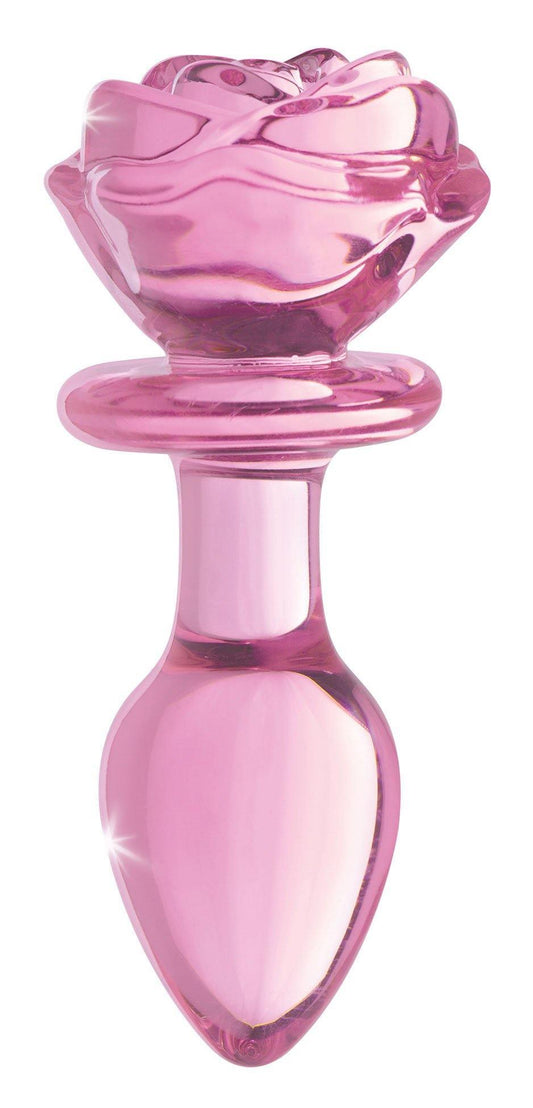 Pink Rose Glass Anal Plug - Medium - My Sex Toy Hub