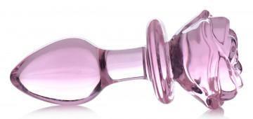 Pink Rose Glass Anal Plug - Medium - My Sex Toy Hub