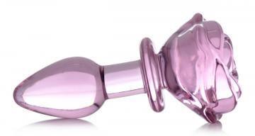 Pink Rose Glass Anal Plug - Small - My Sex Toy Hub