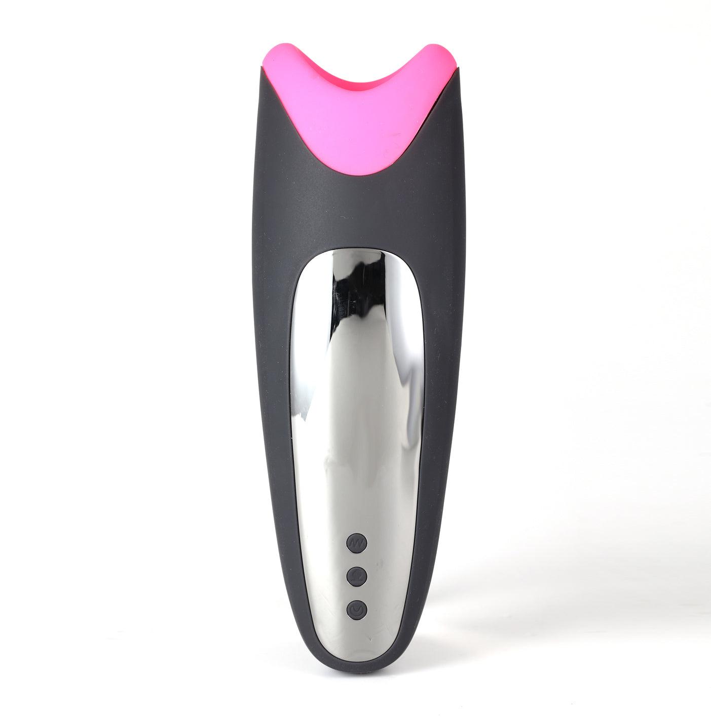 Piper USB Rechargeable Multi Function Masturbator With Suction - Black/pink - My Sex Toy Hub