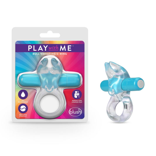 Play With Me Bull Vibrating C-Ring - Blue - My Sex Toy Hub