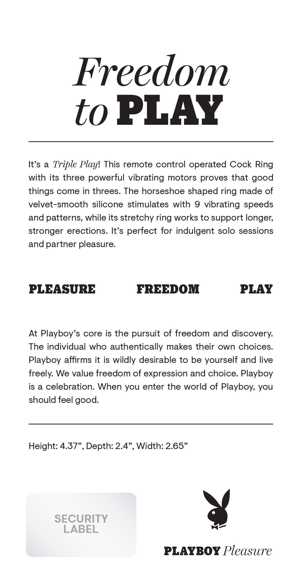 Playboy Pleasure - Triple Play - Cock Ring - Black - My Sex Toy Hub