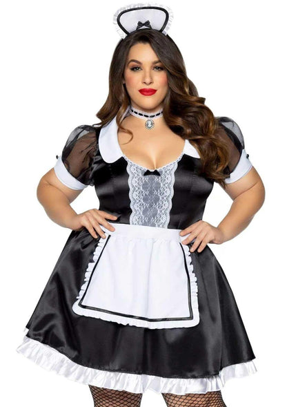 Plus Classic French Maid Costume - 1x/2x - Black / White - My Sex Toy Hub