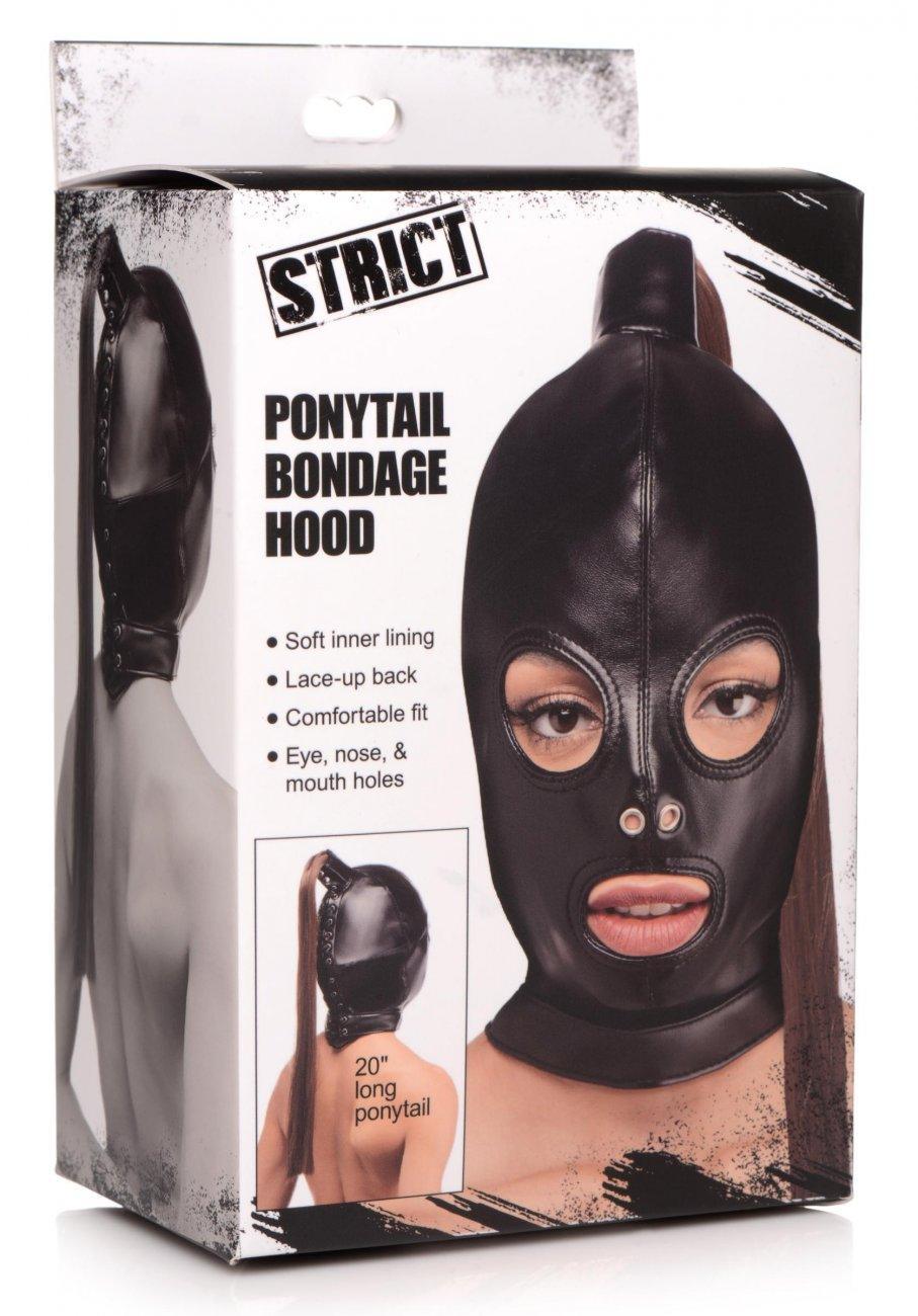 Ponytail Bondage Hood - Black - My Sex Toy Hub