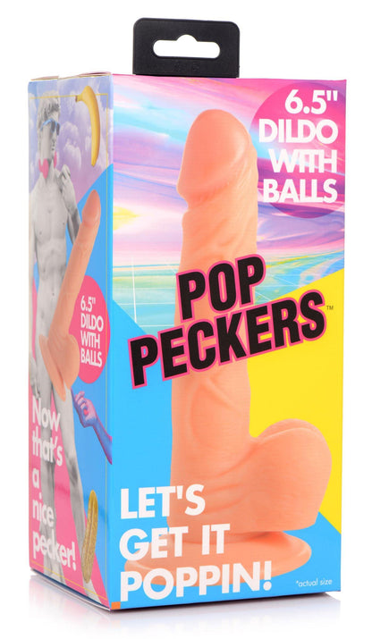 Pop Pecker 6.5 Inch Dildo With Balls - Light - My Sex Toy Hub