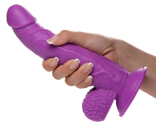 Pop Pecker 7.5 Inch Dildo With Balls - Purple - My Sex Toy Hub
