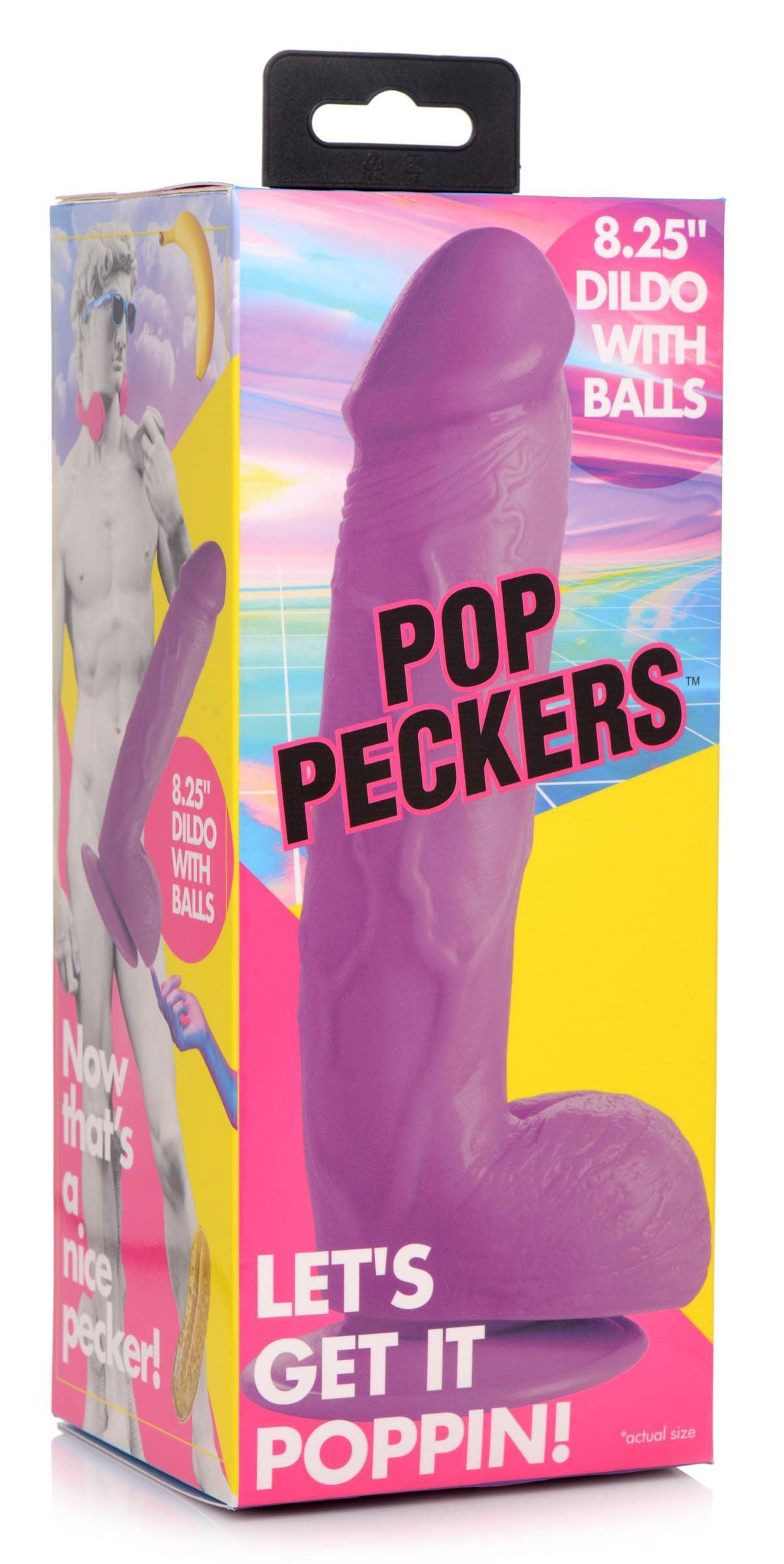 Pop Pecker 8.25 Inch Dildo With Balls - Purple - My Sex Toy Hub