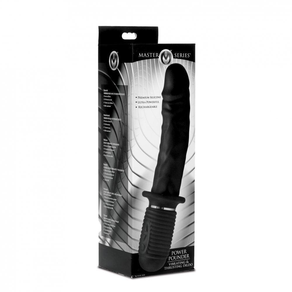 Power Pounder Vibrating and Thrusting Silicone Dildo with Grip - Black - My Sex Toy Hub