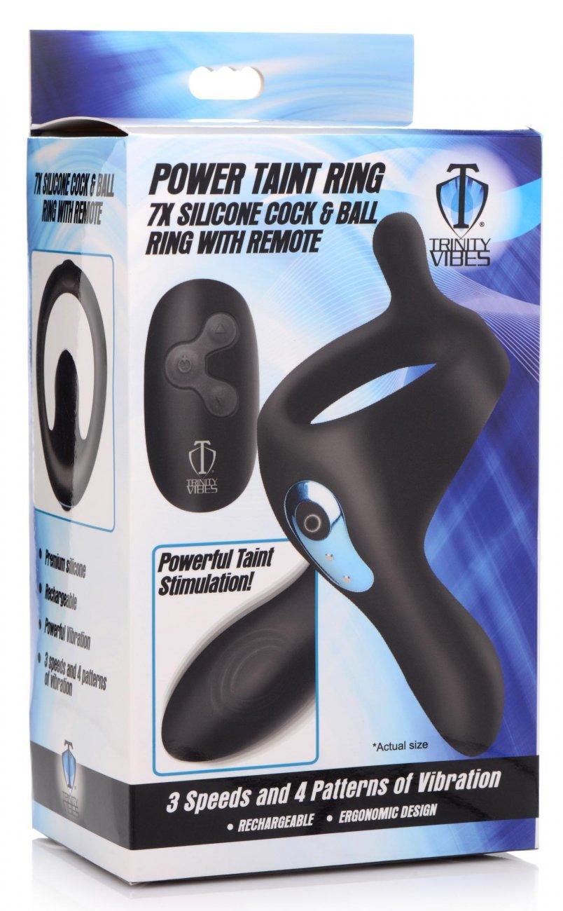 Power Taint 7X Silicone Cock and Ball Ring with Remote - My Sex Toy Hub