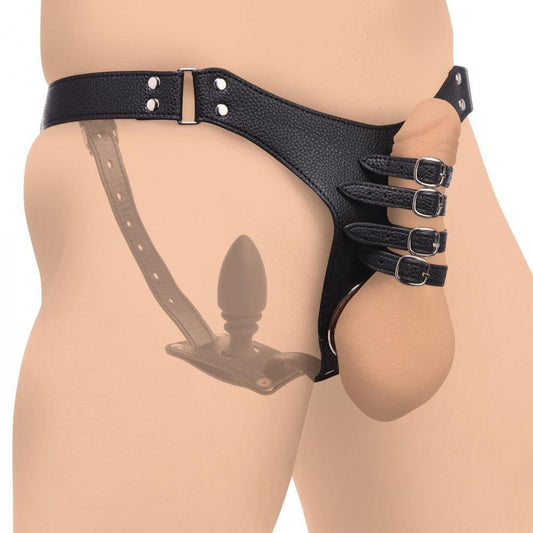 Premium Male Chastity Harness with Silicone Anal Plug - My Sex Toy Hub