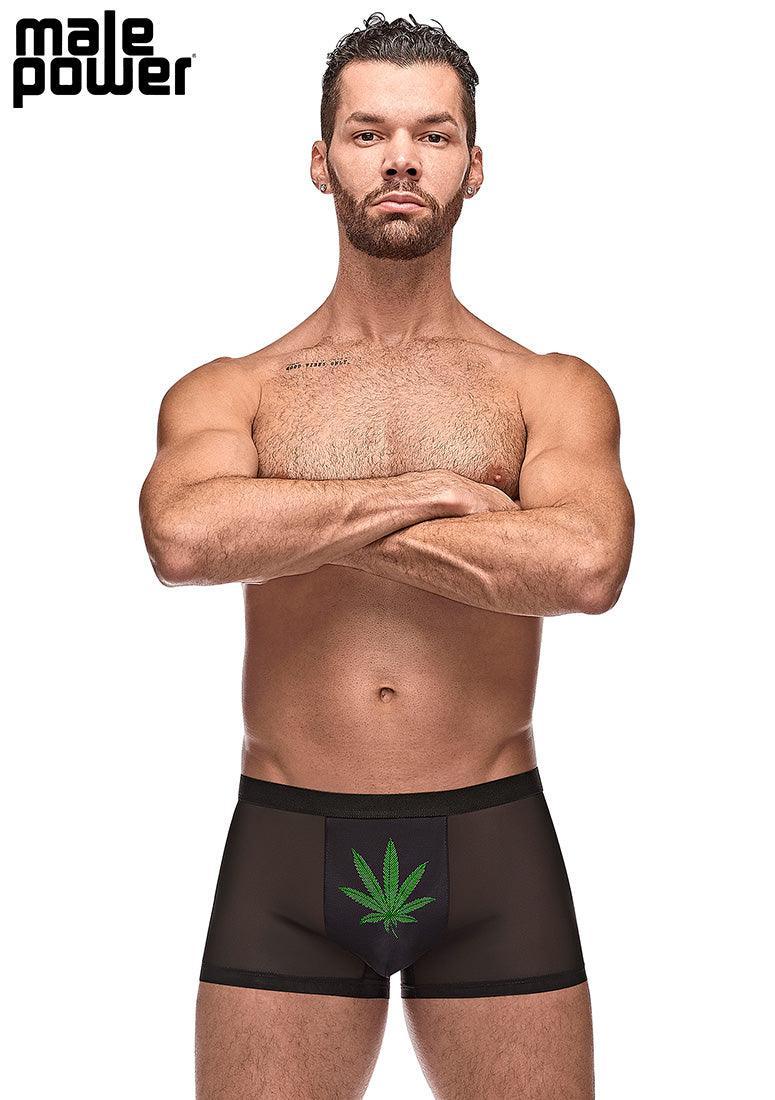 Private Screening Pot Leaf Pouch Short Black - My Sex Toy Hub
