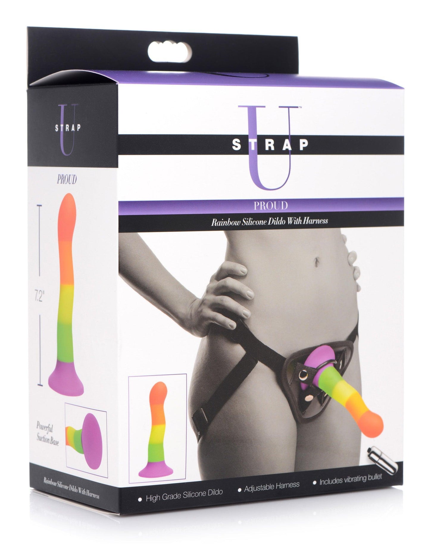 Proud Rainbow Silicone Dildo With Harness - My Sex Toy Hub