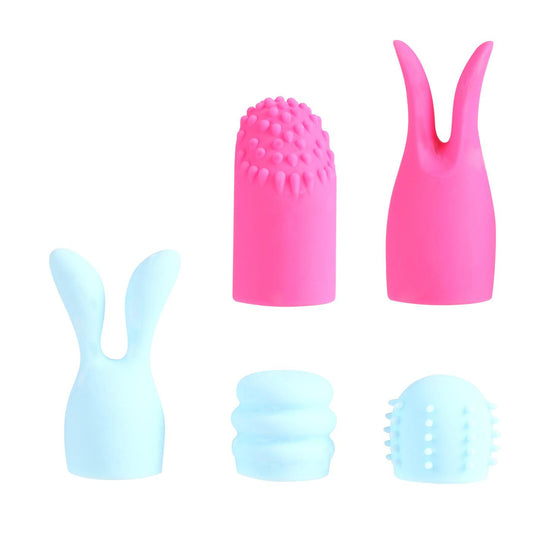 Quinn 5 Piece Silicone Attachments - Pink/blue - My Sex Toy Hub