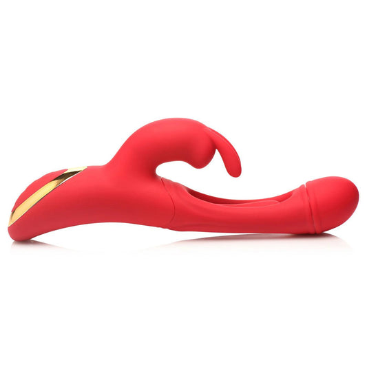 Rabbit Flick Flicking Silicone Rabbit Vibrator - Red - My Sex Toy Hub