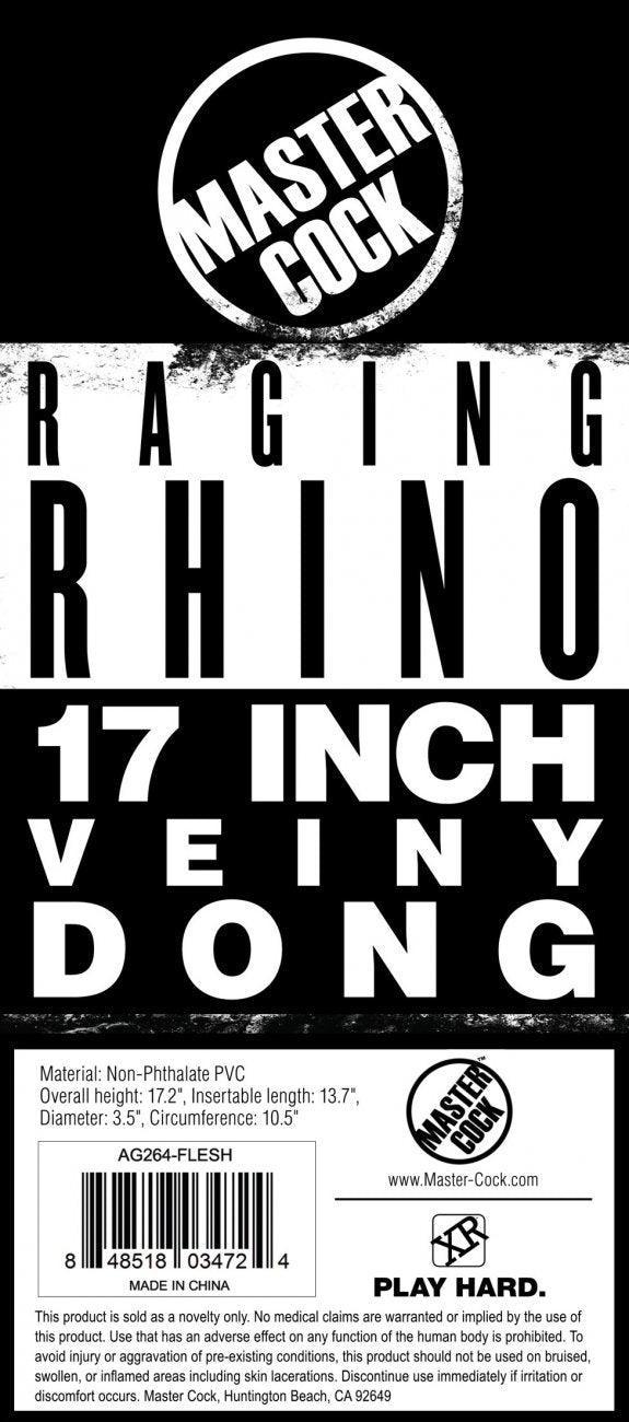Raging Rhino 17 Inch Realistic Veiny Dildo with Balls - Flesh - My Sex Toy Hub