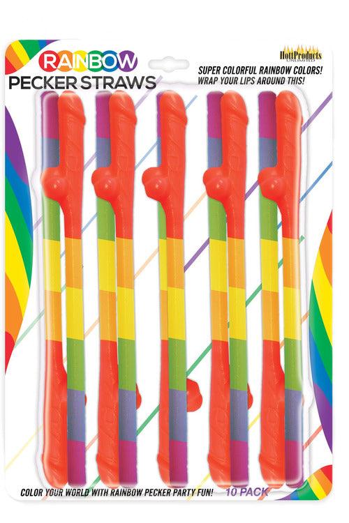 Rainbow Pecker Straws - 10 Pack - My Sex Toy Hub