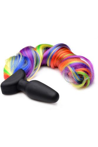Rainbow Pony Tail Vibrating Anal Plug - My Sex Toy Hub