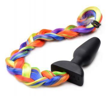 Rainbow Pony Tail Vibrating Anal Plug - My Sex Toy Hub
