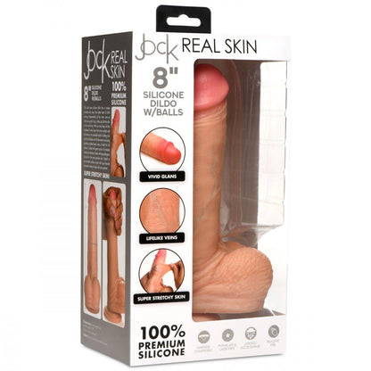 Real Skin Silicone Dildo with Balls - 8 Inch - My Sex Toy Hub