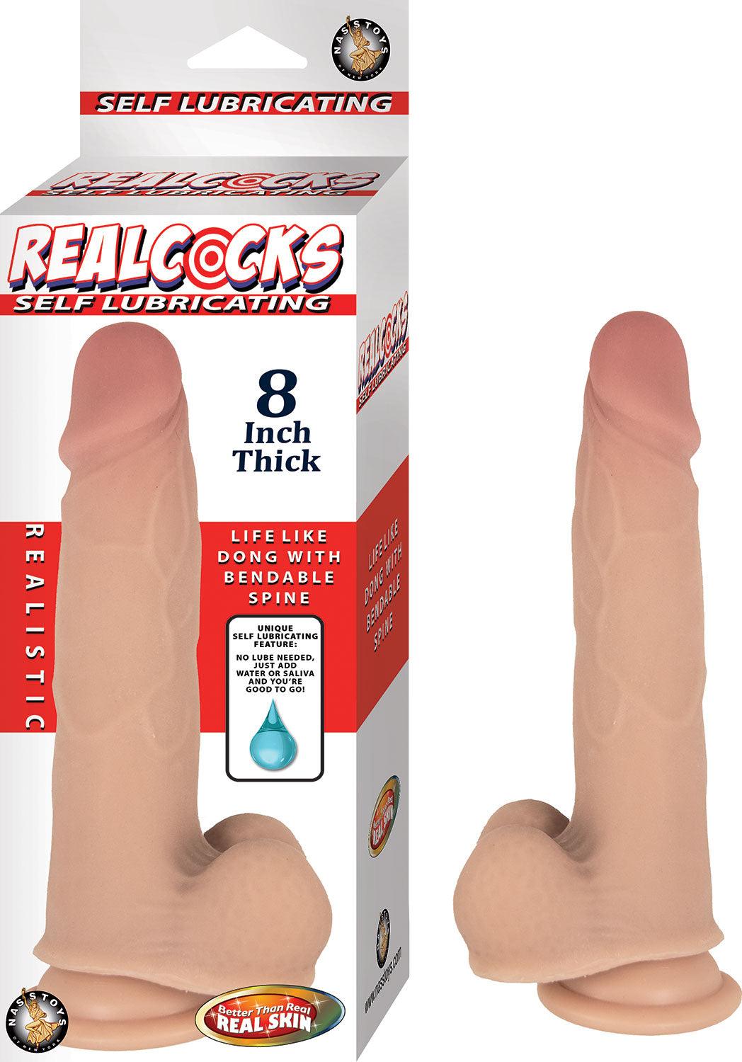 Realcocks Self Lubricating 8 Inch Thick - White - My Sex Toy Hub