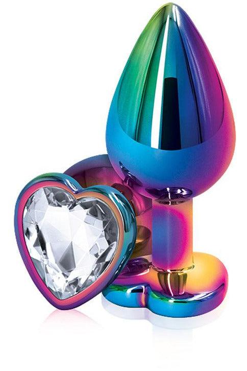 Rear Assets - Multicolor Heart - Medium - Clear - My Sex Toy Hub
