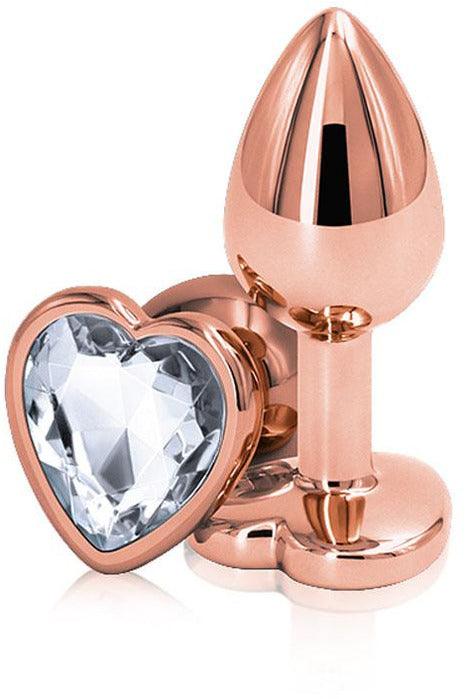 Rear Assets - Rose Gold Heart - Small - Clear - My Sex Toy Hub