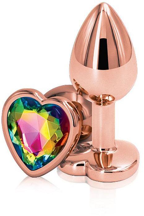 Rear Assets - Rose Gold Heart - Small - Rainbow - My Sex Toy Hub
