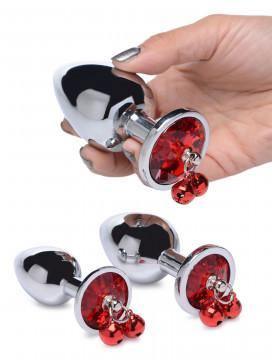 Red Gem With Bells Anal Plug Set - My Sex Toy Hub