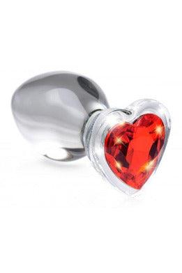 Red Heart Gem Glass Anal Plug - Large - My Sex Toy Hub
