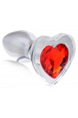 Red Heart Gem Glass Anal Plug - Small - My Sex Toy Hub