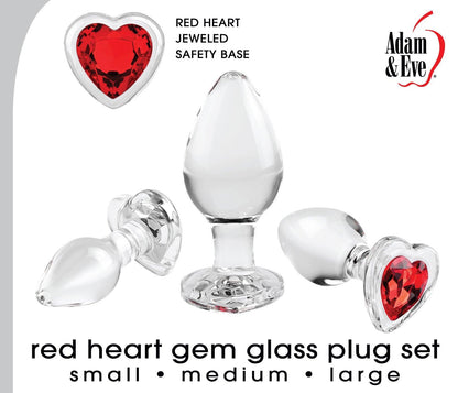 Red Heart Gem Glass Plug Set - My Sex Toy Hub
