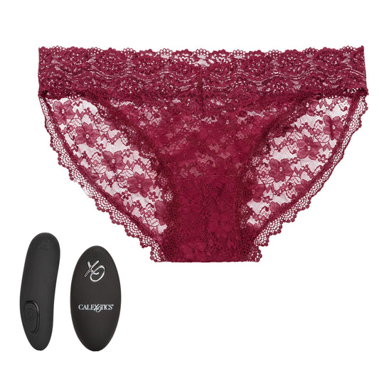 Remote Control Lace Panty Set - L/ XL - Burgundy - My Sex Toy Hub