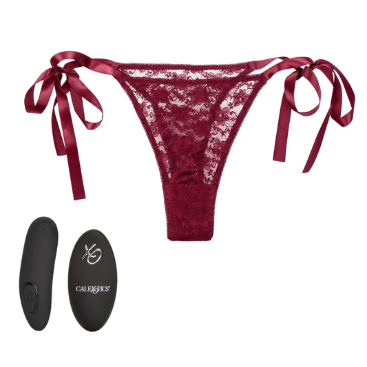 Remote Control Lace Thong Set - Burgundy - My Sex Toy Hub