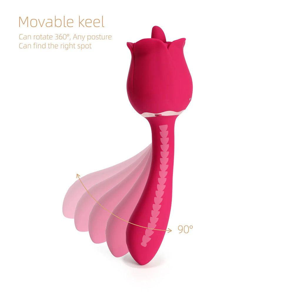 Rhea - the Rose Clit Licking Tongue Vibrator and G Spot Massager - Pink - My Sex Toy Hub
