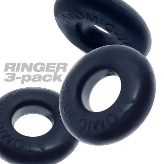 Ringer Cockring 3 Pack - Small - Night Black - My Sex Toy Hub