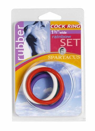 Rubber C-Ring Set - 1.5 Inches - Rainbow - My Sex Toy Hub