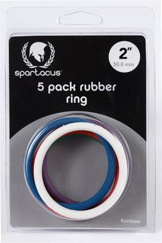 Rubber Cock Ring 5 Pack - 2 Inches - Rainbow - My Sex Toy Hub