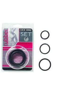 Rubber Cock Ring Set - Black - My Sex Toy Hub