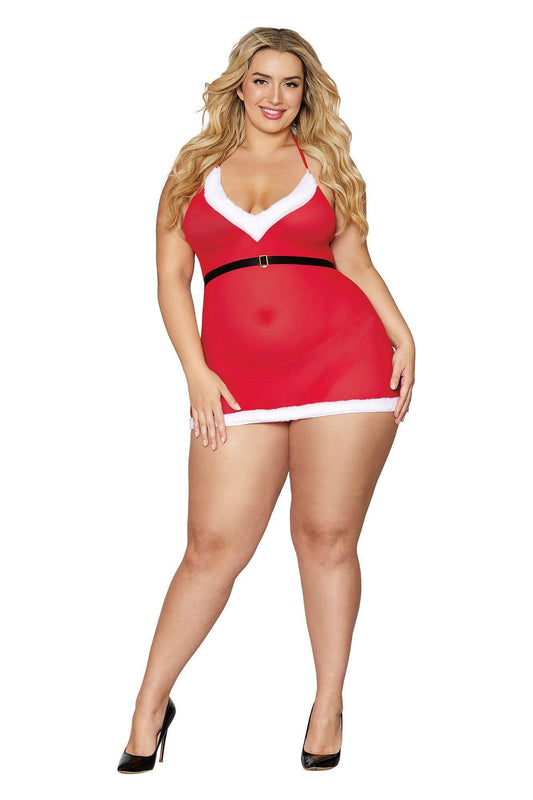 Santa Baby Chemise - Queen Size - Lipstick Red - My Sex Toy Hub