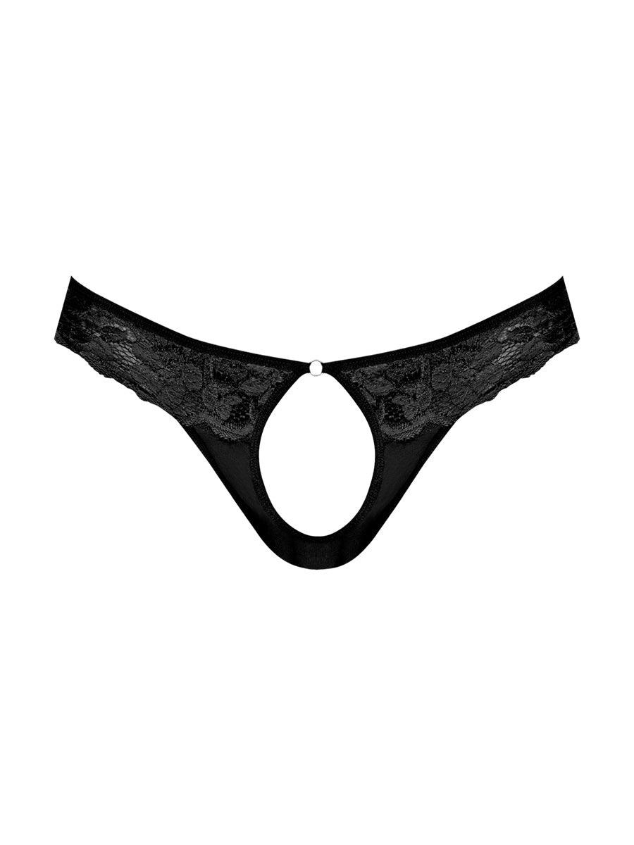Sassy Lace - Open Ring Thong - Large/x-Large - Black - My Sex Toy Hub