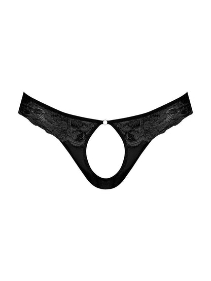 Sassy Lace - Open Ring Thong - Small/medium - Black - My Sex Toy Hub